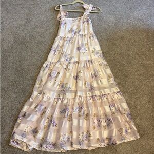 Floral Maxi Dress in Cream and Purple